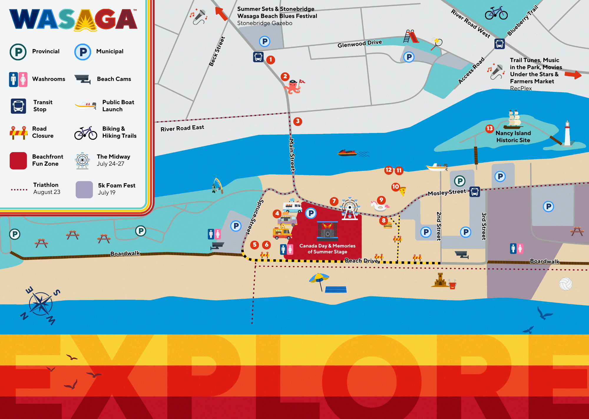 Wasaga BEACH AREA 1 Summer Fun Map 2025