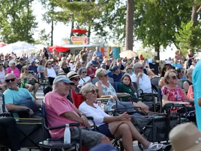 Crowds enjoying a free music festival in Wasaga Beach